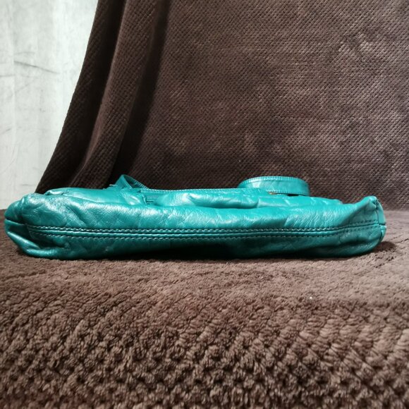 Aqua/Brass Faux Leather Crossbody EUC #245 - Picture 11 of 16